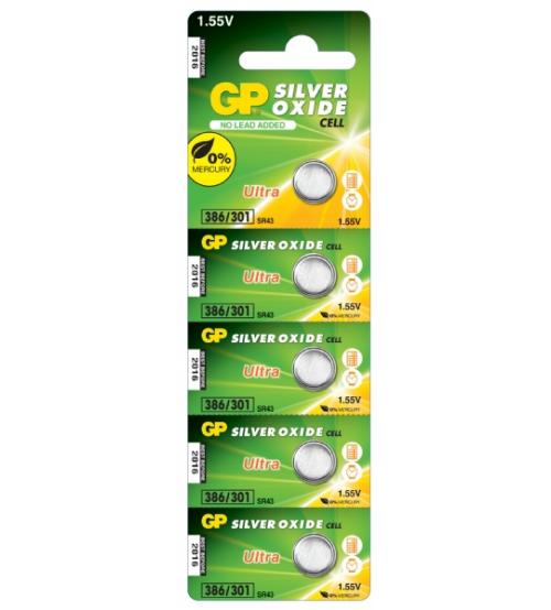 GP Batteries GPPBS386002 Silver Oxide 1.55V Watch Battery Carded 5